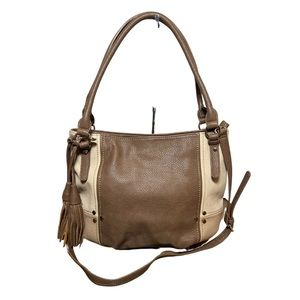 Clarks Tan & Brown Faux Leather Two Way Crossbody Tote Shoulder bag